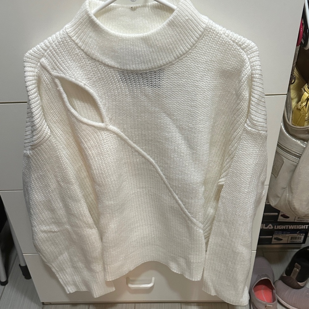 INC International Concepts White Cowl Neck Sweater